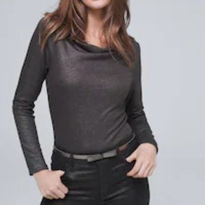 WHBM Draped Metallic-Knit Top, Size S, EUC
